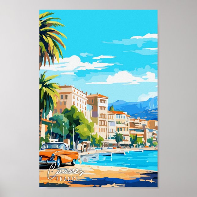 Póster Ilustracion de viajes artístico Cannes France (Frente)