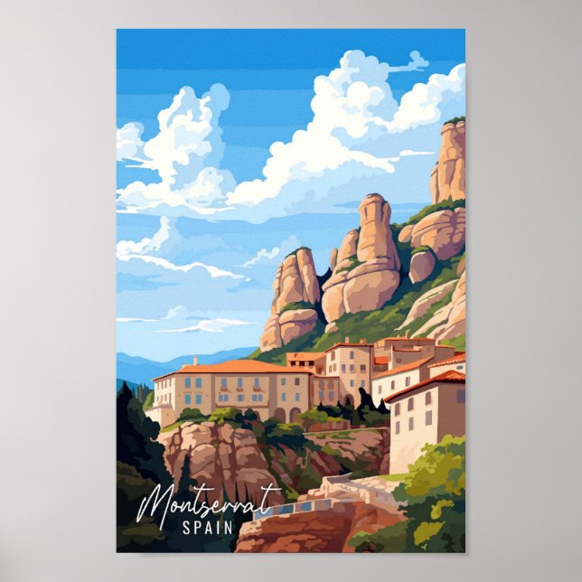 Póster Ilustracion de viajes artístico de Montserrat (Frente)
