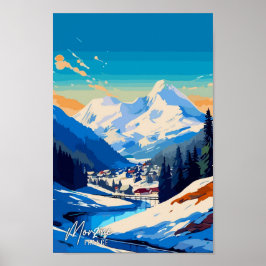 Póster Ilustracion de viajes artístico de Morzine France