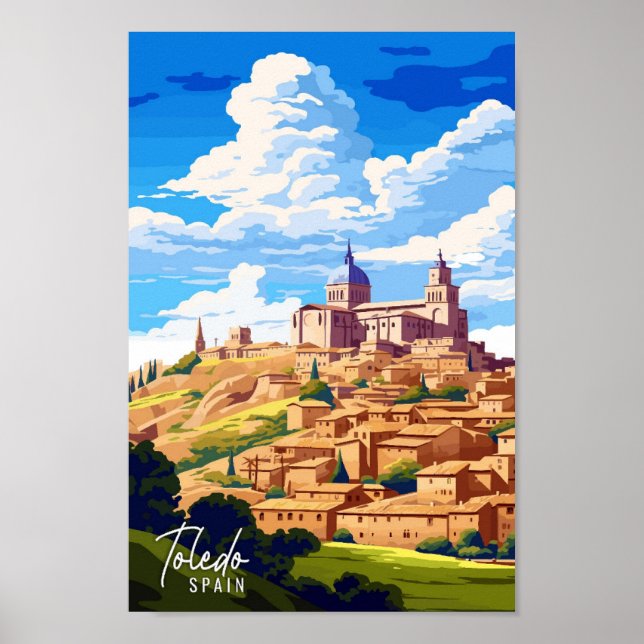 Póster Ilustracion de viajes artístico de Toledo España (Frente)