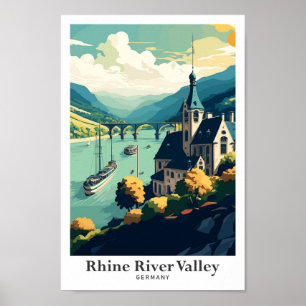 Póster Ilustracion de viajes artístico del valle del río