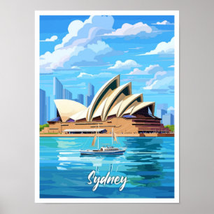 Póster Ilustracion de viajes artísticos de Australia en S