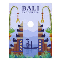 Ilustracion de viajes artísticos de Bali Indonesia