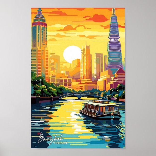 Póster Ilustracion de viajes artísticos de Bangkok (Frente)