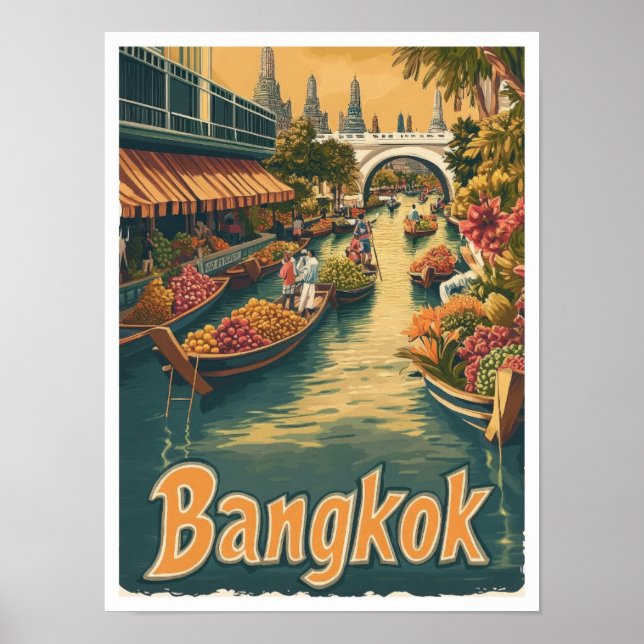 Póster Ilustracion de viajes artísticos de Bangkok (Frente)