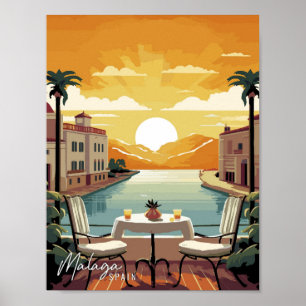 Póster Ilustracion de viajes artísticos de Málaga España