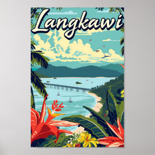 Póster Ilustracion de viajes artísticos de Malasia en Lan