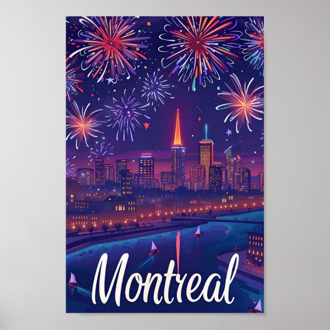 Póster Ilustracion de viajes artísticos de Montreal Canad (Frente)