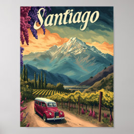 Póster Ilustracion de viajes artísticos de Santiago de Ch