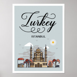 Póster Ilustracion de viajes artísticos de Turquía en Est