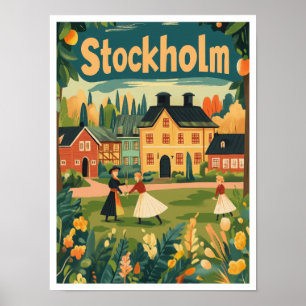 Póster Ilustracion de viajes artísticos en Suecia de Esto