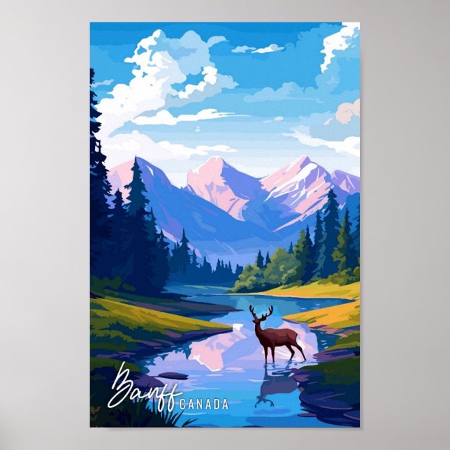 Póster Ilustracion de viajes Banff National Park Canada (Frente)