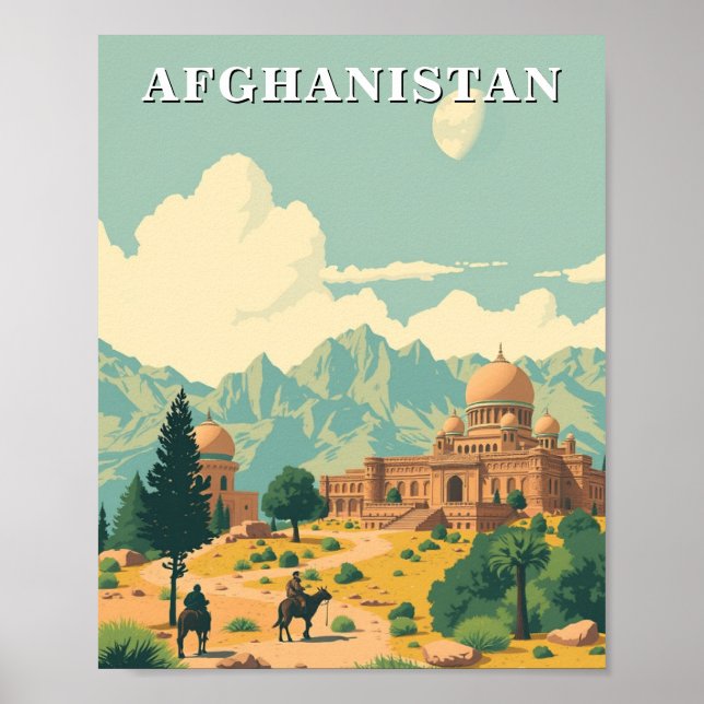 Póster Ilustracion de viajes de Afganistán (Frente)