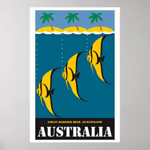 Póster Ilustracion de viajes de Australia Vintage