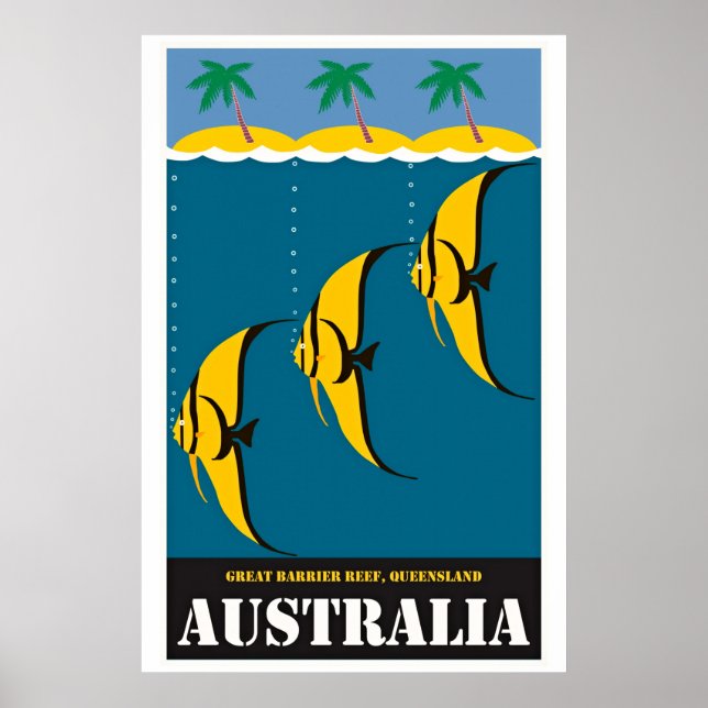 Póster Ilustracion de viajes de Australia Vintage (Frente)