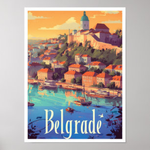 Póster Ilustracion de Viajes de Belgrado Serbia Art Vinta