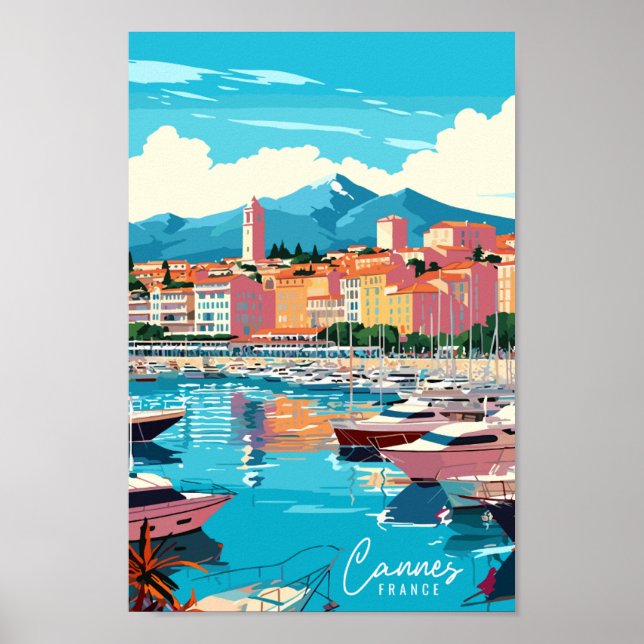 Póster Ilustracion de viajes de Cannes France (Frente)