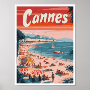 Póster Ilustracion de viajes de Cannes France Art Vintage