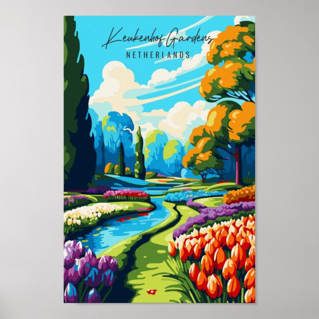 Póster Ilustracion de viajes de cosecha de Keukenhof Gard (Frente)