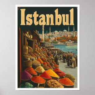 Póster Ilustracion de viajes de cosecha turca de Estambul