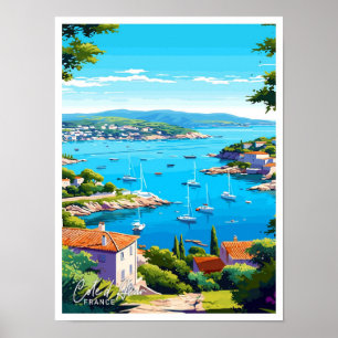 Póster Ilustracion de Viajes de la Costa Azul