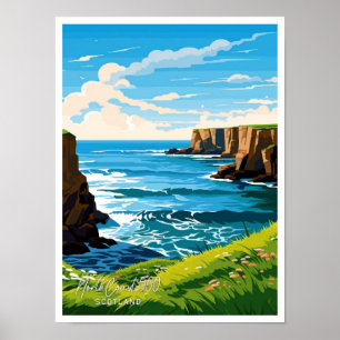Póster Ilustracion de viajes de la Costa Norte 500 Escoci