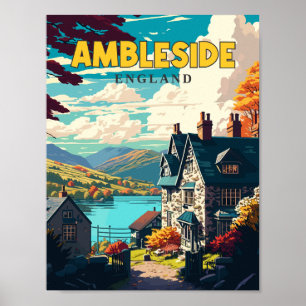 Póster Ilustracion de viajes de la época de la Ambleside