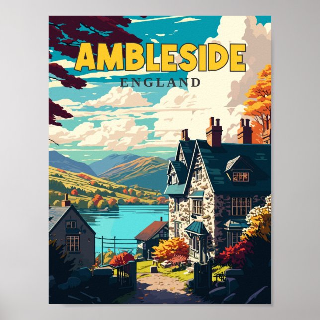 Póster Ilustracion de viajes de la época de la Ambleside  (Frente)