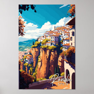 Póster Ilustracion de viajes de la España de Ronda