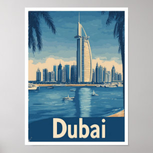 Póster Ilustracion de viajes de los Emiratos Árabes Unido