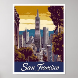 Póster Ilustracion de viajes de los Estados Unidos de San