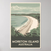 Ilustracion de viajes de Moreton Island Australia