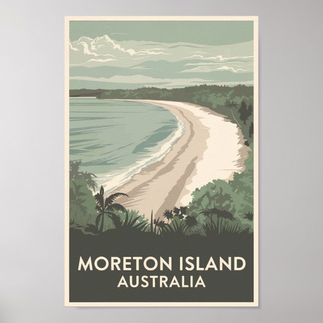 Póster Ilustracion de viajes de Moreton Island Australia (Frente)
