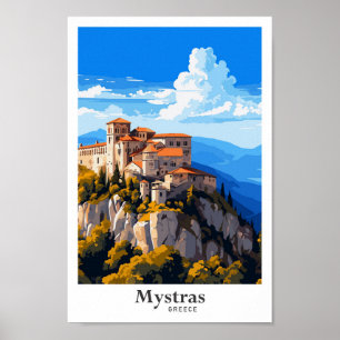 Póster Ilustracion de Viajes de Mystras Grecia Vintage