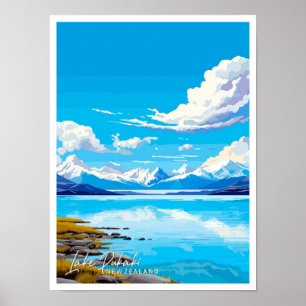 Póster Ilustracion de viajes de Nueva Zelanda