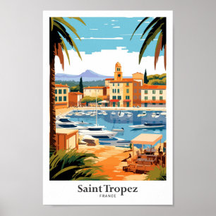 Póster Ilustracion de viajes de Saint Tropez France