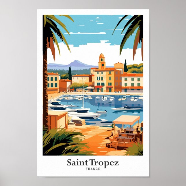 Póster Ilustracion de viajes de Saint Tropez France (Frente)