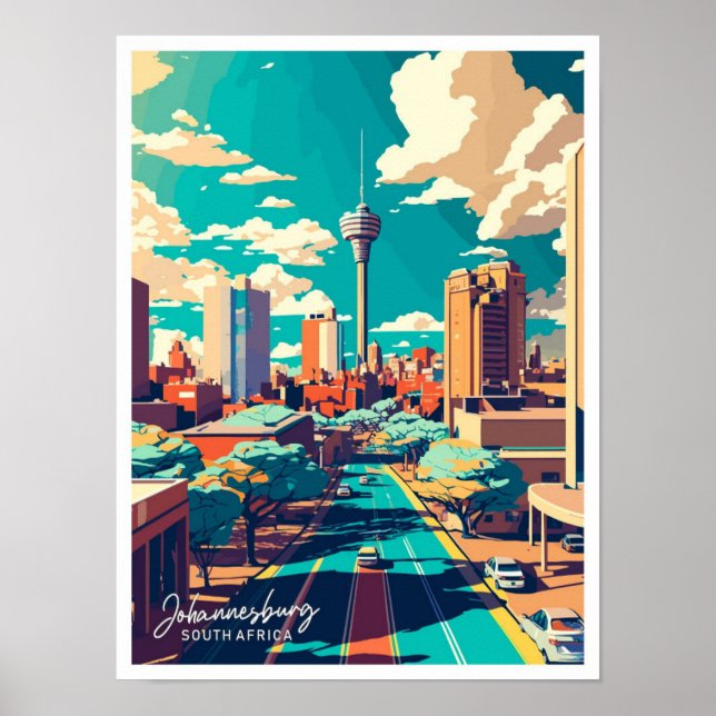 Póster Ilustracion de viajes de Sudáfrica en Johannesburg (Frente)