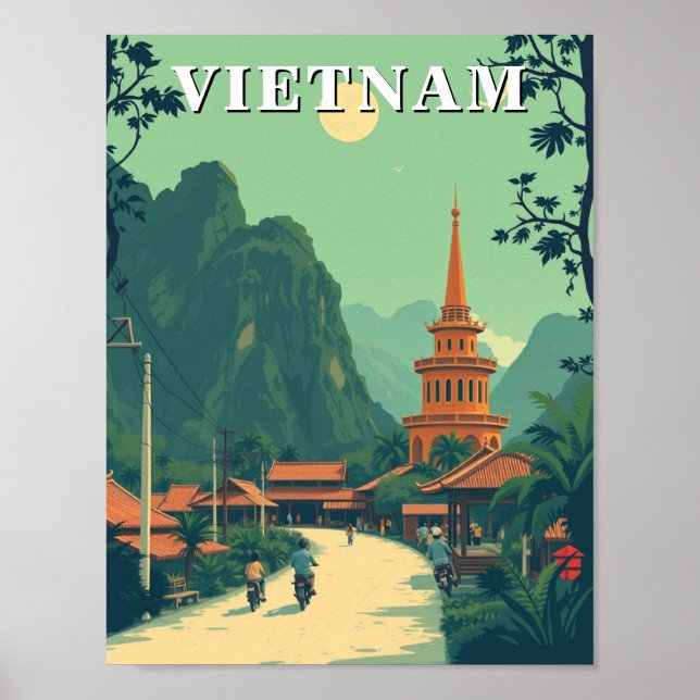 Póster Ilustracion de viajes de Vietnam rural (Frente)