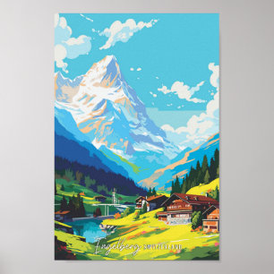 Póster Ilustracion de Viajes de Vintage de Engelberg Suiz