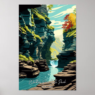 Póster Ilustracion de Viajes del Parque Estatal Watkins G