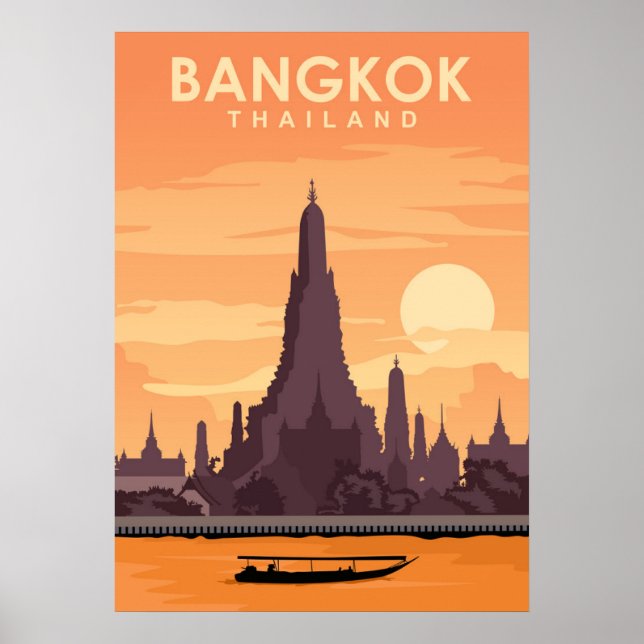 Póster Ilustracion de viajes digitales en Bangkok Tailand (Frente)