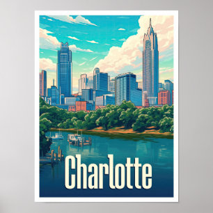 Póster Ilustracion de viajes estadounidense de Charlotte