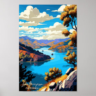 Póster Ilustracion de viajes Lake Berryessa California