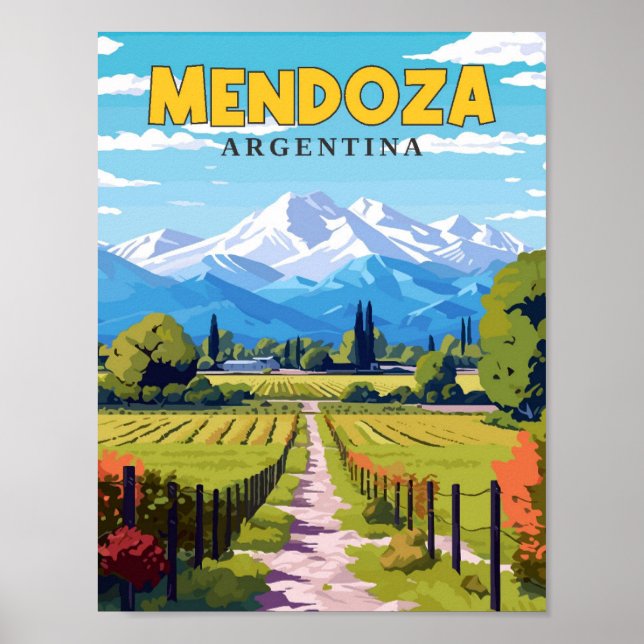 Póster Ilustracion de viajes Mendoza Argentina (Frente)