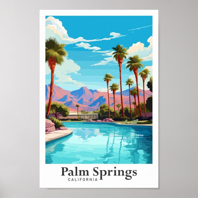 Póster Ilustracion de viajes Palm Springs California (Frente)