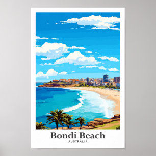 Póster Ilustracion de Viajes Vintage de Bondi Beach Austr
