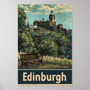 Póster Ilustracion de Viajes Vintage de Edimburgo Scotlan