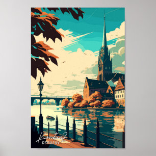 Póster Ilustracion de viajes vintage de Konstanz Alemania