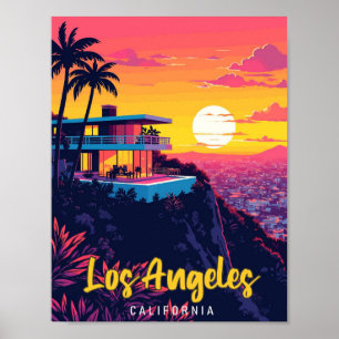 Póster Ilustracion de Viajes Vintage de Los Ángeles Calif